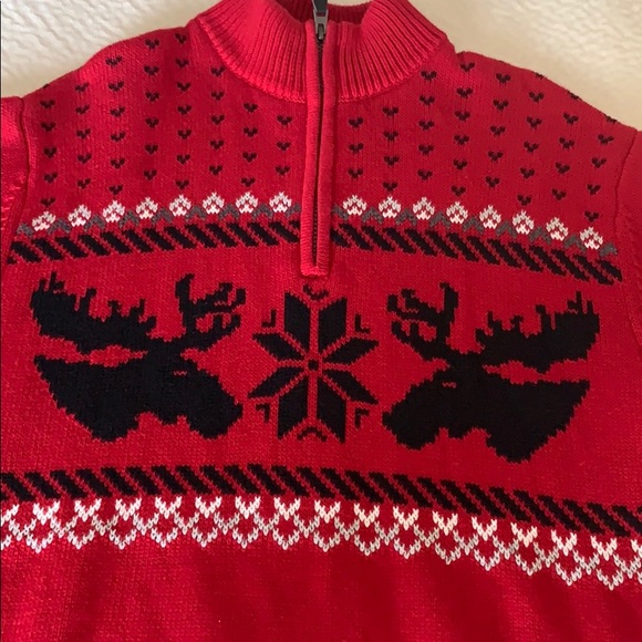 BRIGHT RED CHRISTMAS SWEATER QUARTER ZIP - Picture 2 of 3